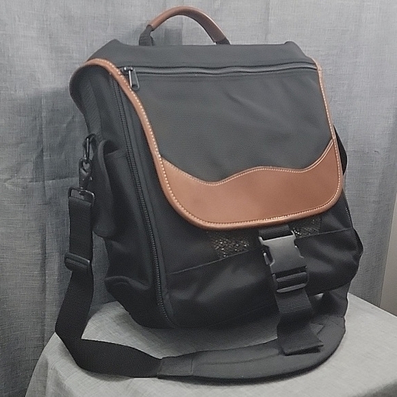 LL Bean Bob Krist VTG Large Padded Camera Bag Backpack Shoulder Canvas Leather - Picture 2 of 14